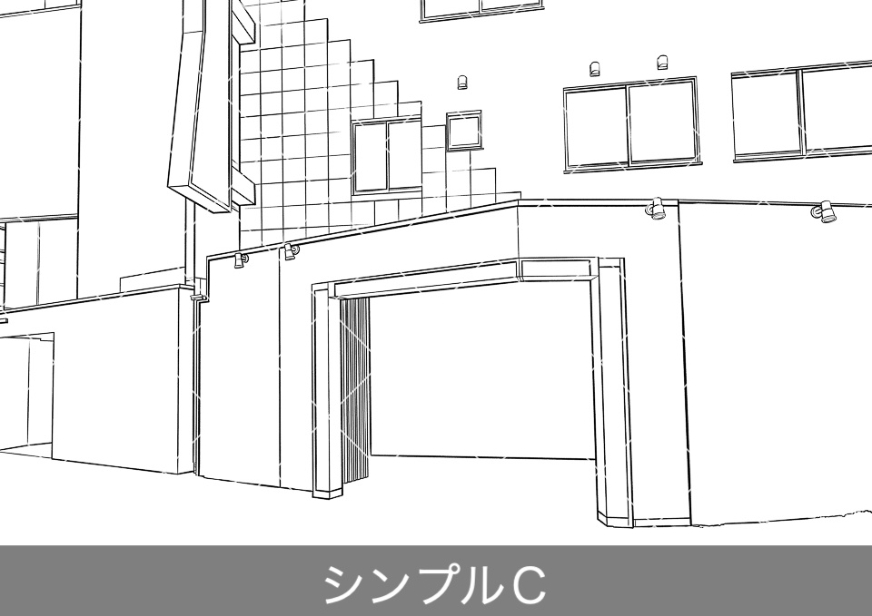 ラブホテル外観4(モブ付き)