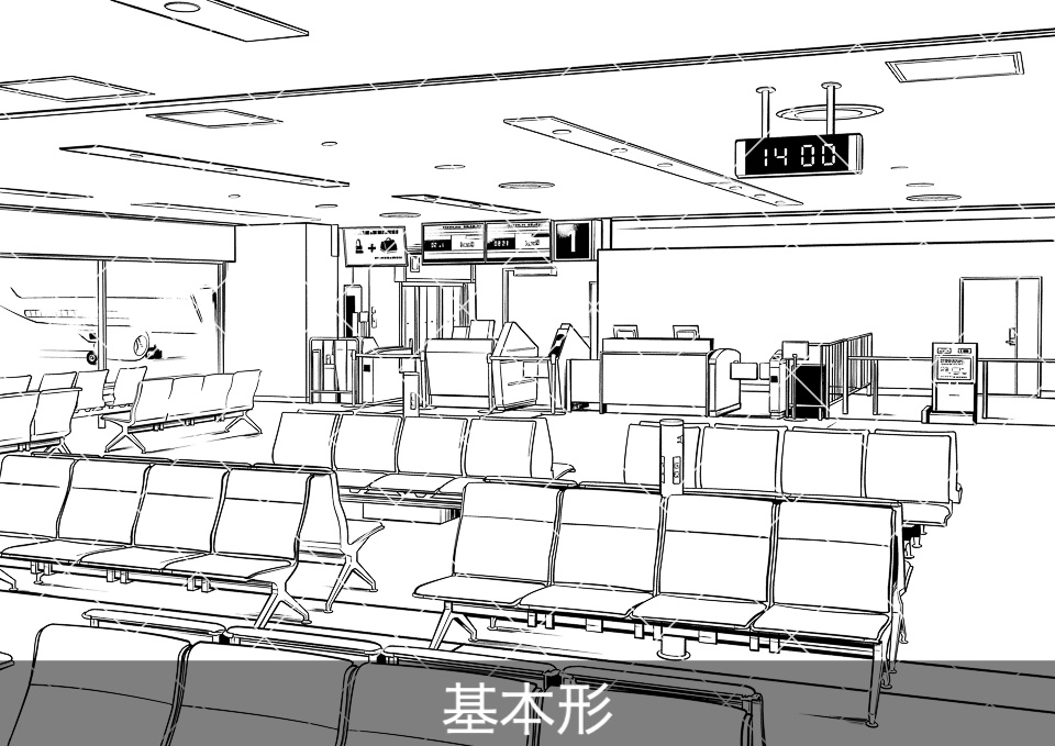 【無料】空港の搭乗口(モブ付き)