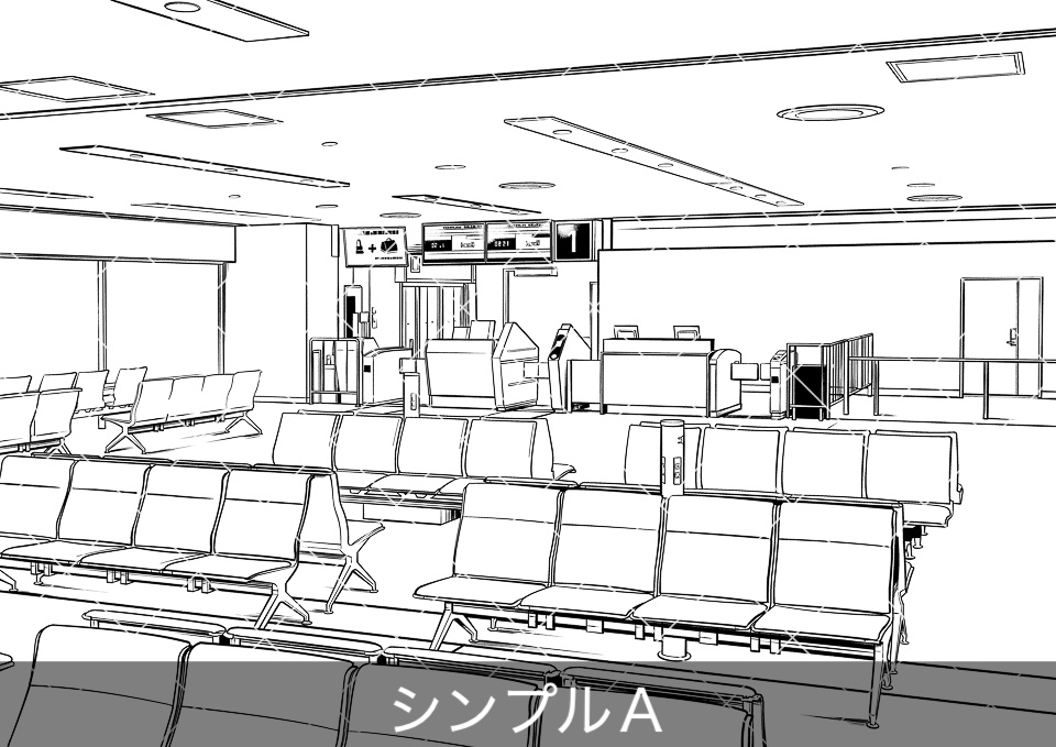 【無料】空港の搭乗口(モブ付き)