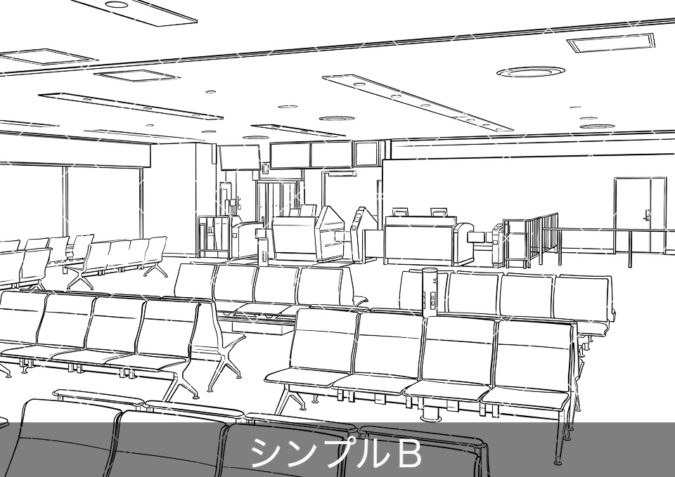 【無料】空港の搭乗口(モブ付き)
