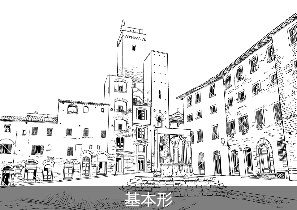 ヨーロッパ・旧市街の広場(モブ付き)