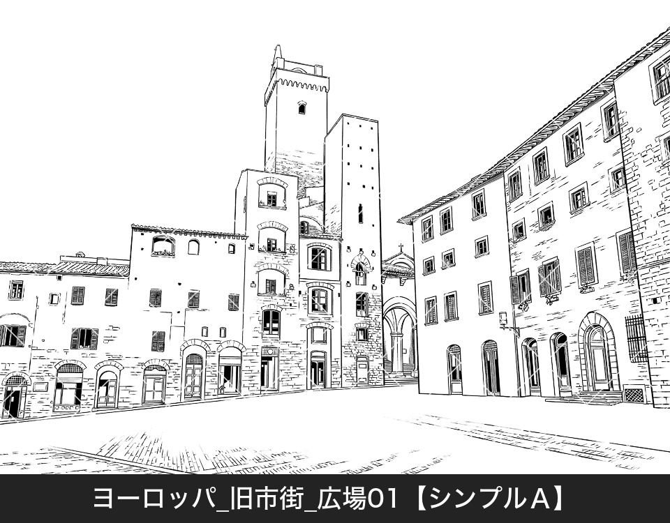 ヨーロッパ・旧市街の広場(モブ付き)