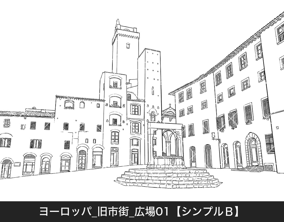 ヨーロッパ・旧市街の広場(モブ付き)