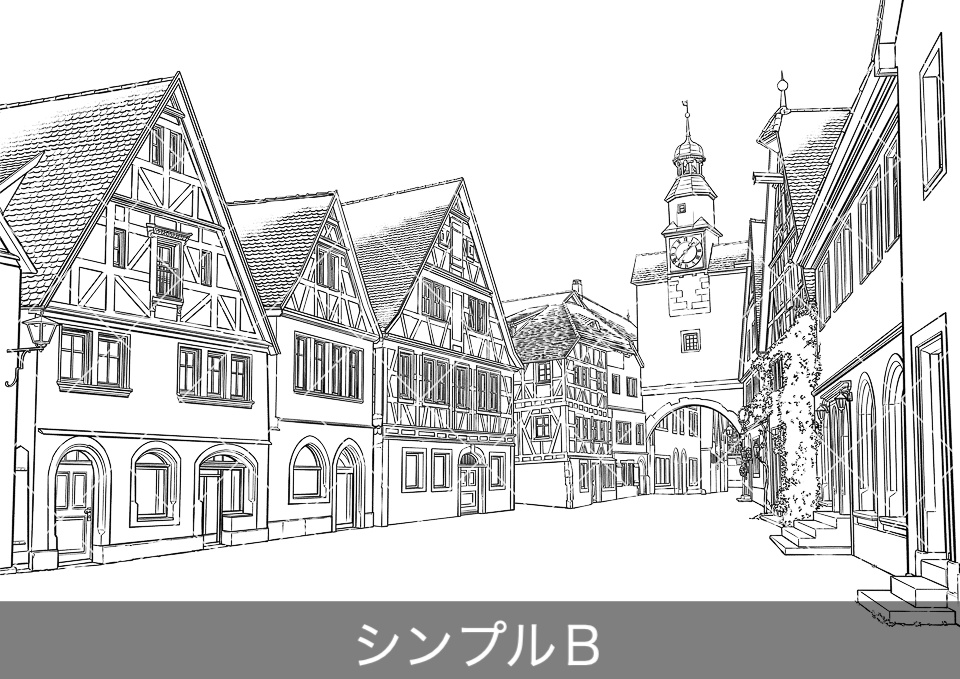 ヨーロッパ・旧市街の通り4(モブ付き)