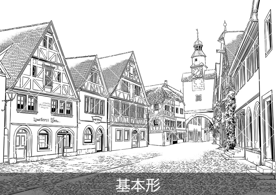 ヨーロッパ・旧市街の通り4(モブ付き)