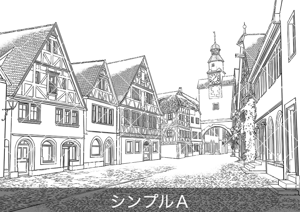 ヨーロッパ・旧市街の通り4(モブ付き)