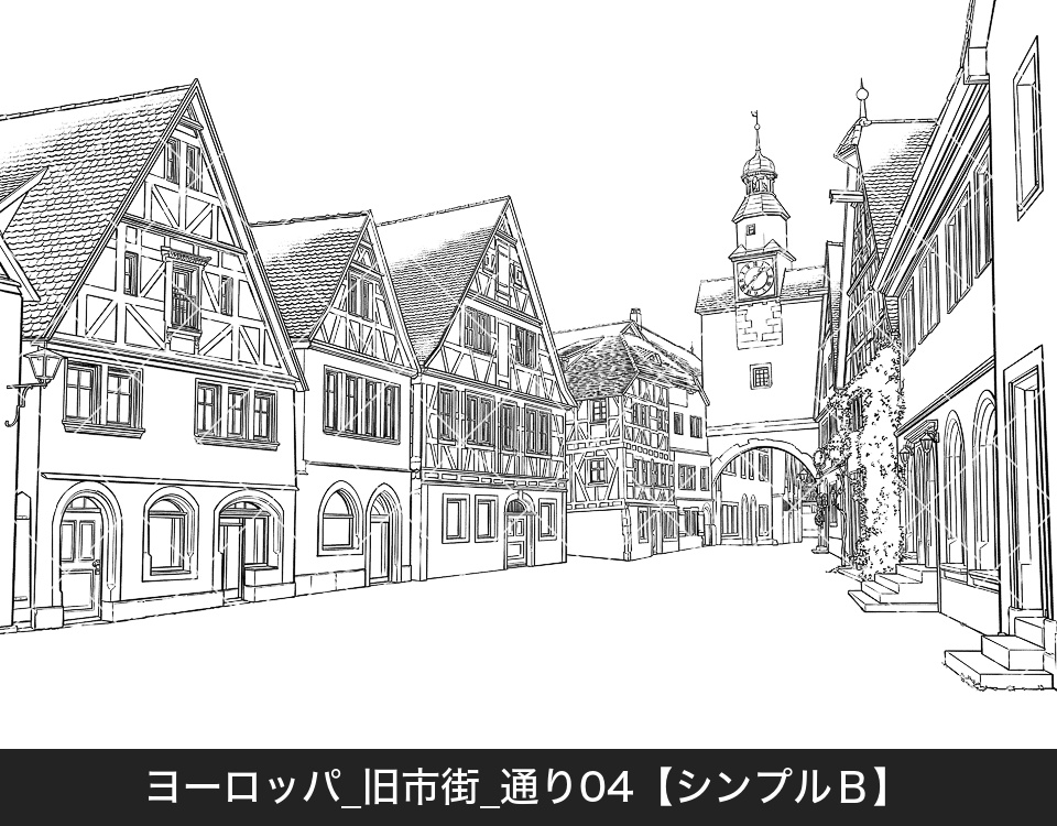 ヨーロッパ・旧市街の通り4(モブ付き)