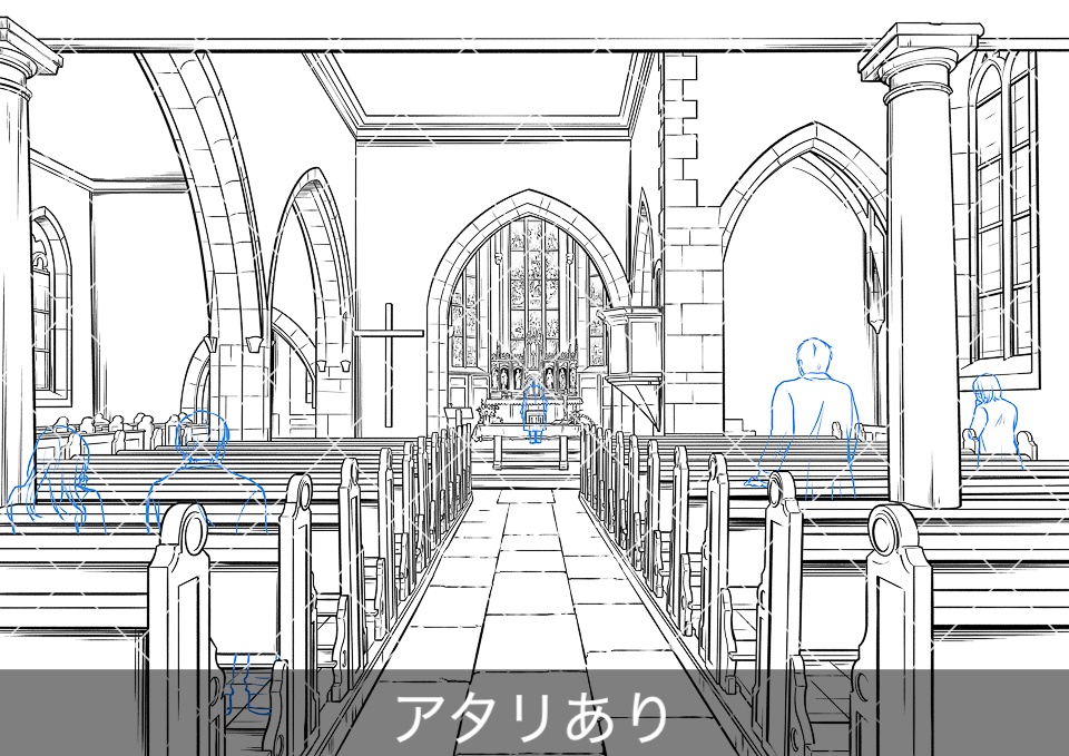 ヨーロッパ・教会の会衆席(アタリ付き)