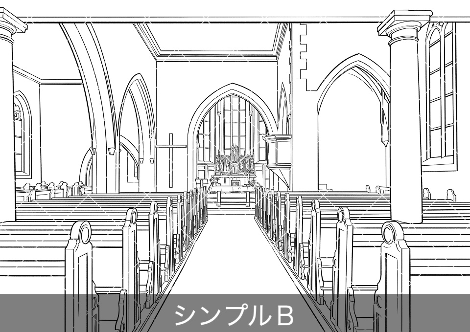 ヨーロッパ・教会の会衆席(アタリ付き)