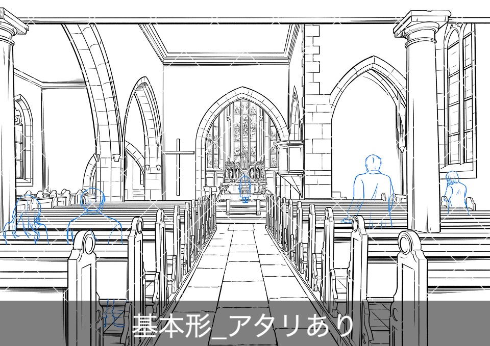 ヨーロッパ・教会の会衆席(アタリ付き)