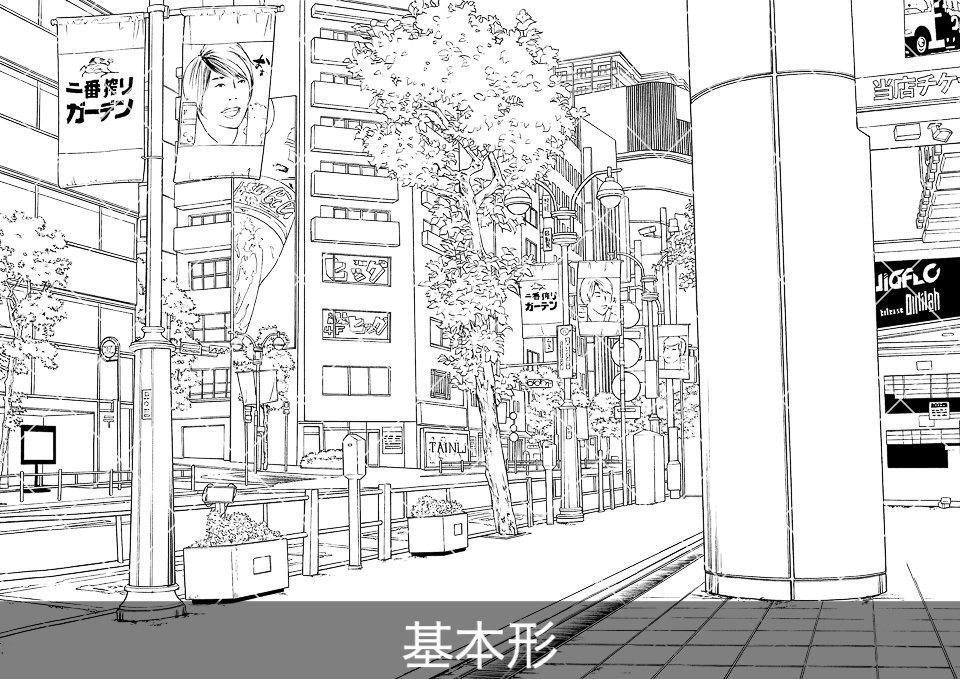 繁華街の大通り4(モブ付き)