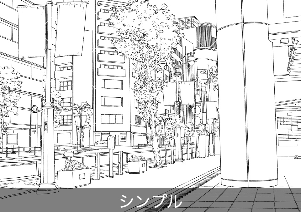 繁華街の大通り4(モブ付き)