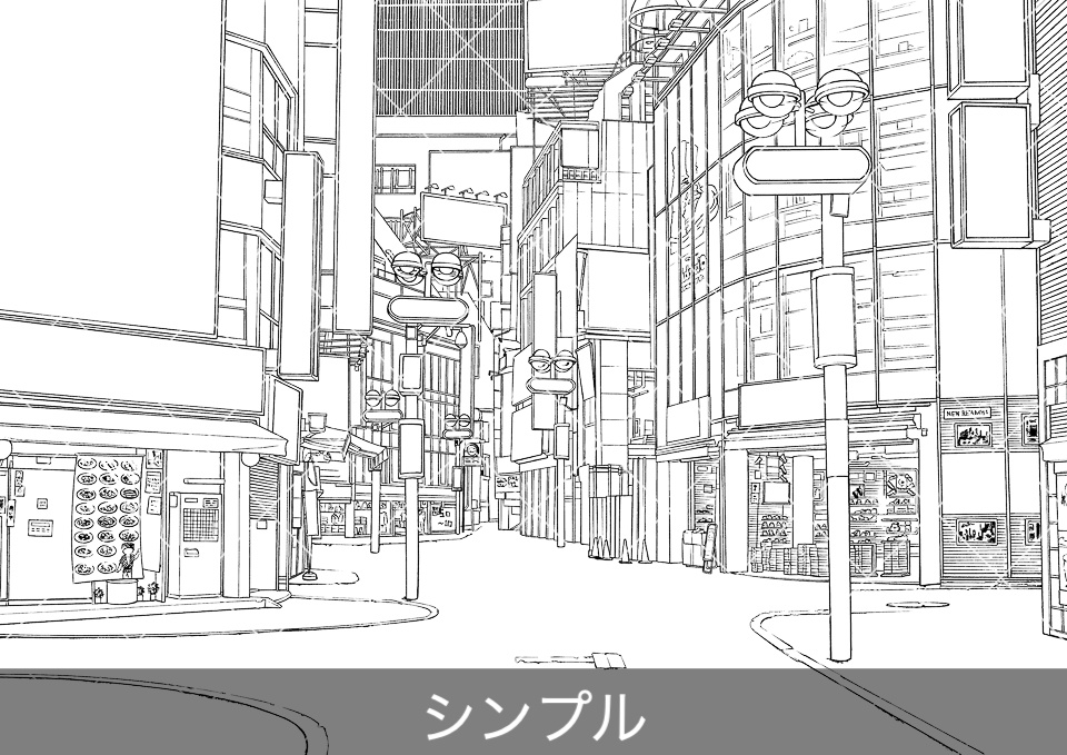 繁華街の通り(モブ付き)