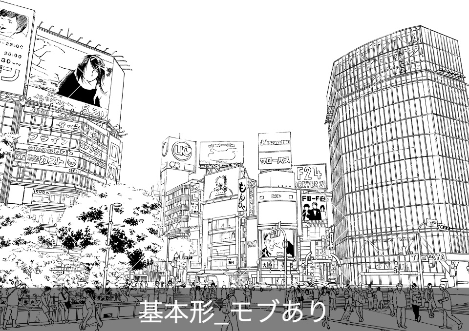 渋谷スクランブル交差点(モブ付き)