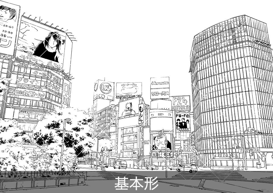 渋谷スクランブル交差点(モブ付き)