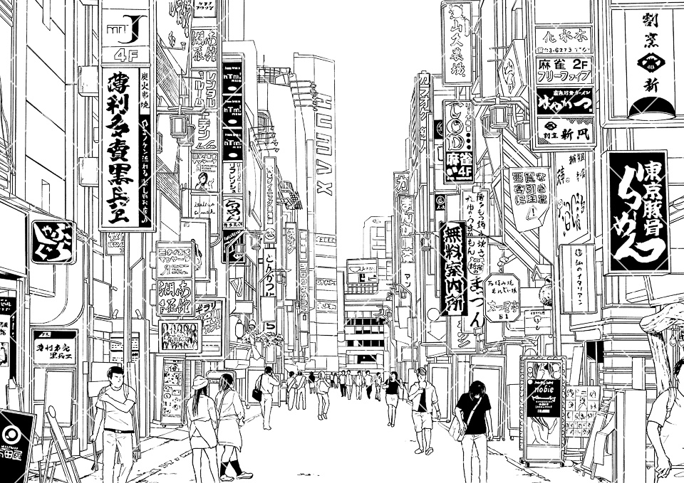 歓楽街の通り(モブ付き)
