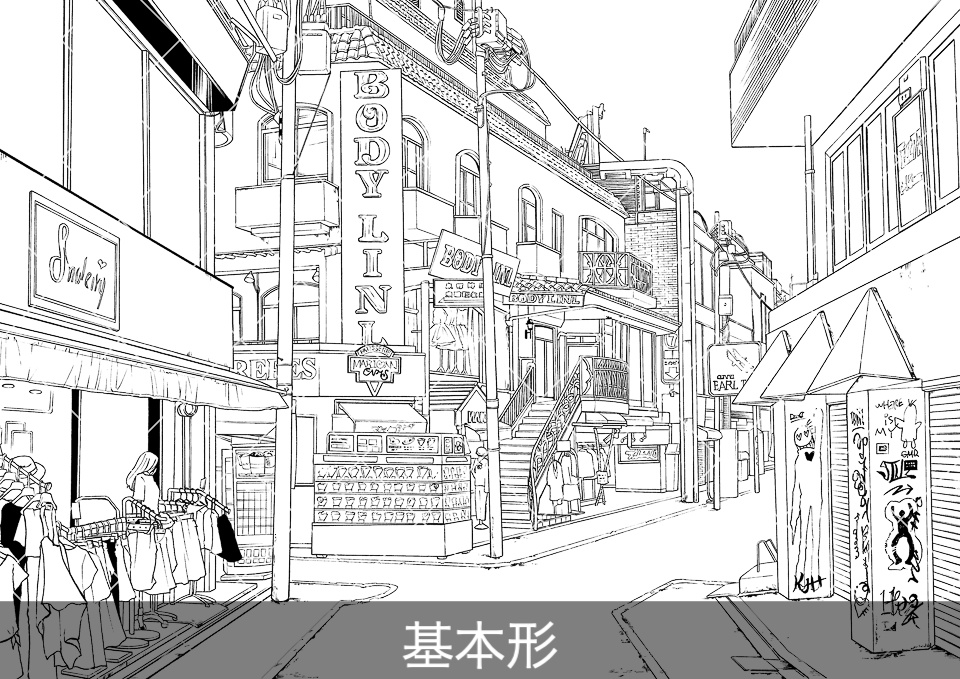 繁華街の通り2(モブ付き)