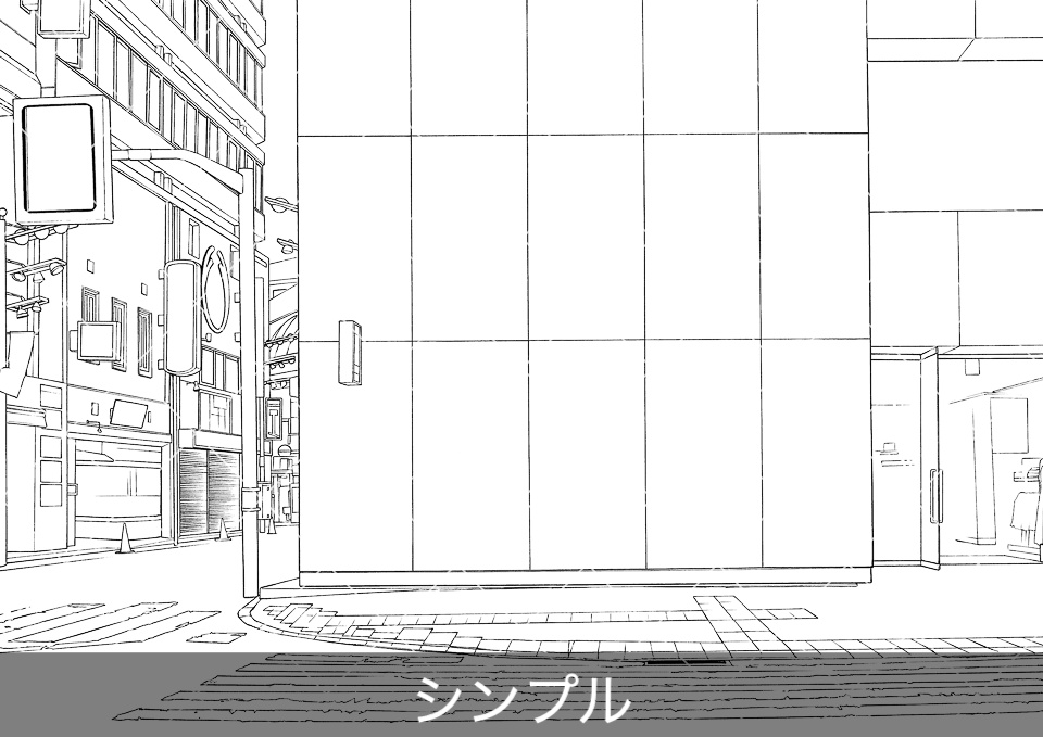 繁華街の大通り(モブ付き)