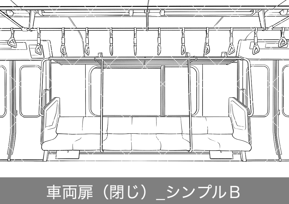 電車のロングシート(モブ付き)