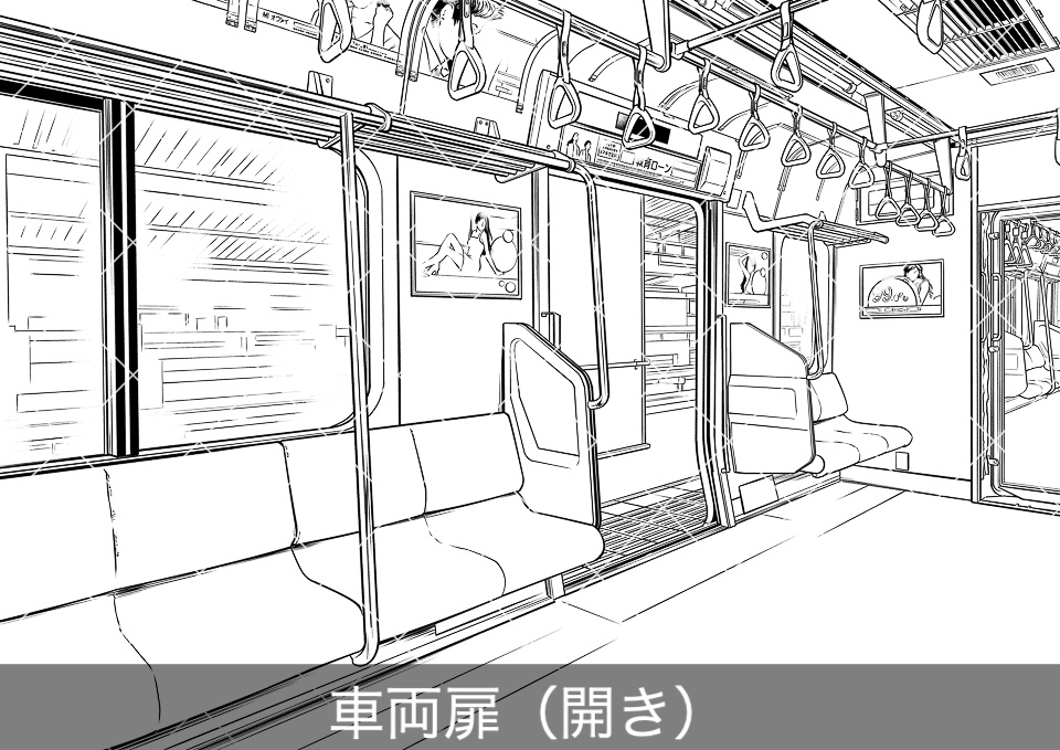 電車のロングシート2(モブ付き)