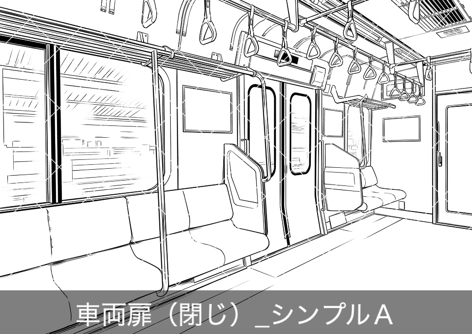 電車のロングシート2(モブ付き)