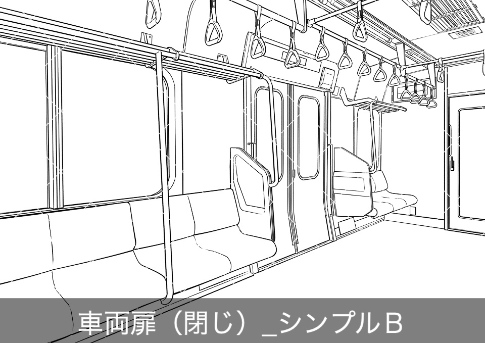 電車のロングシート2(モブ付き)