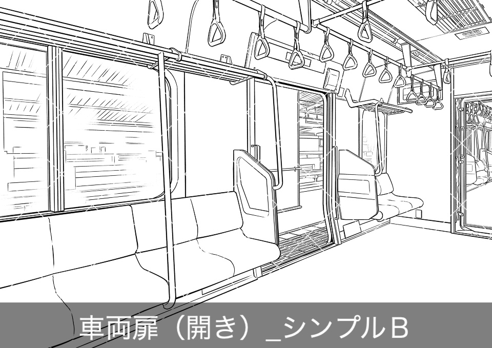 電車のロングシート2(モブ付き)