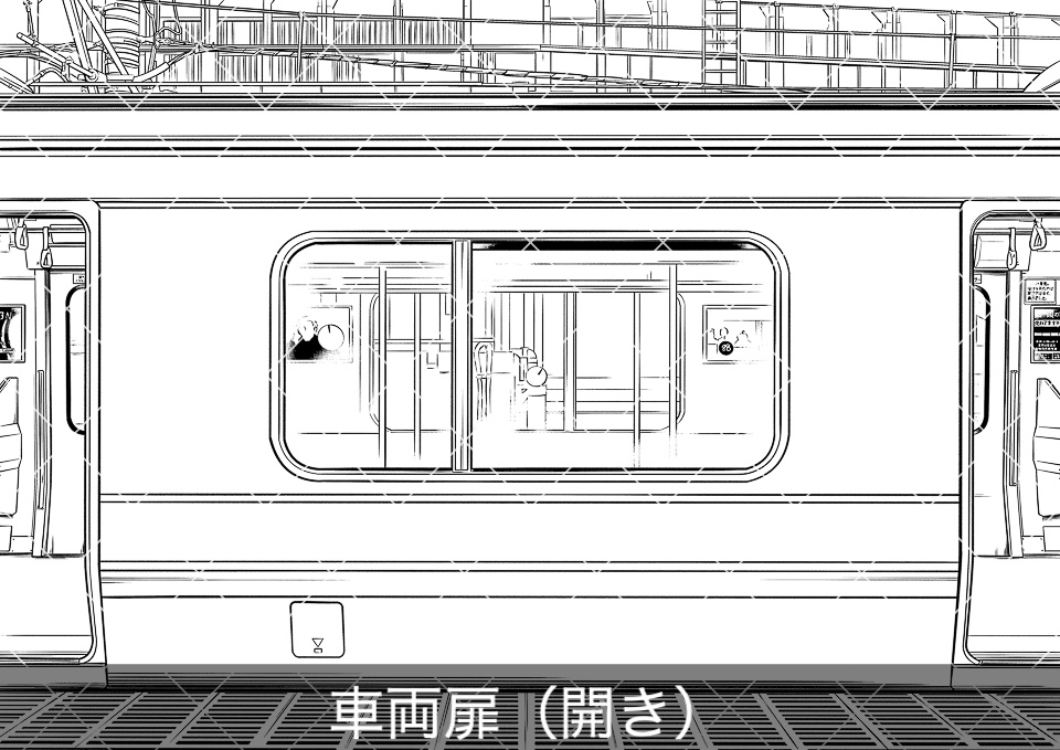 電車の車両側面(モブ付き)