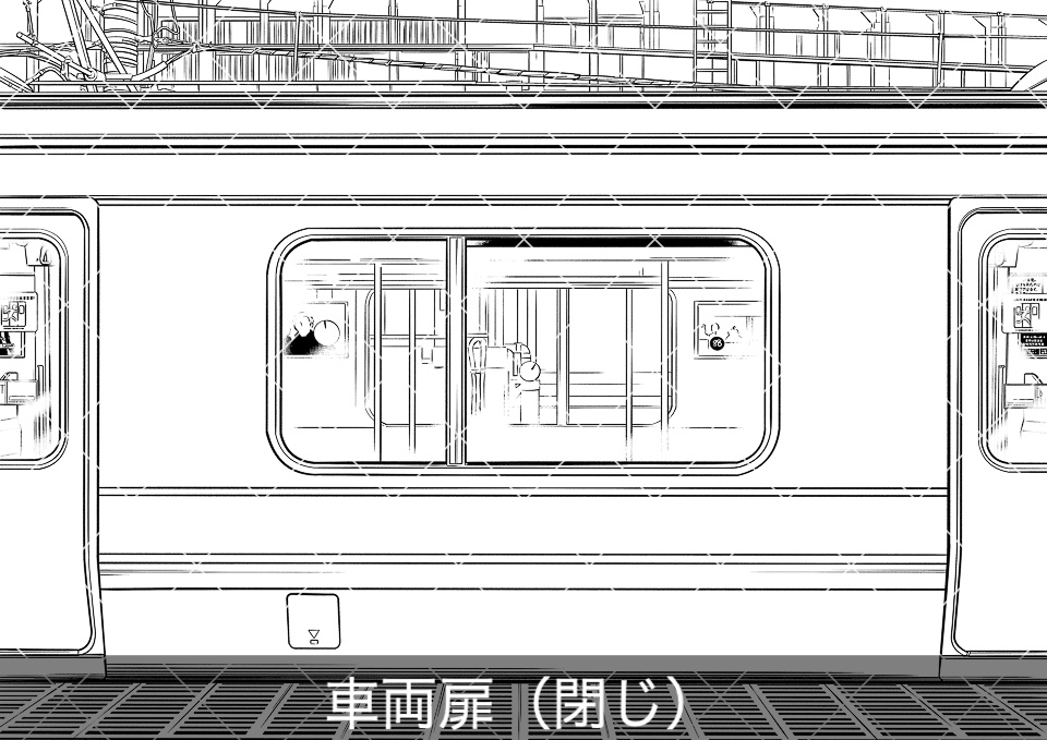 電車の車両側面(モブ付き)