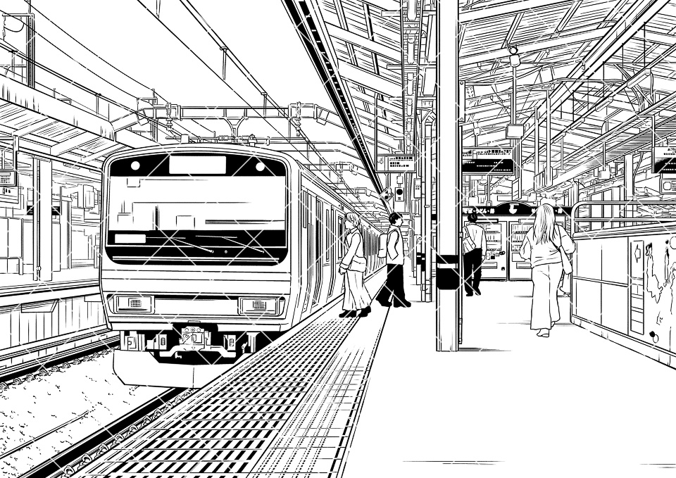 駅のホーム4(モブ付き)