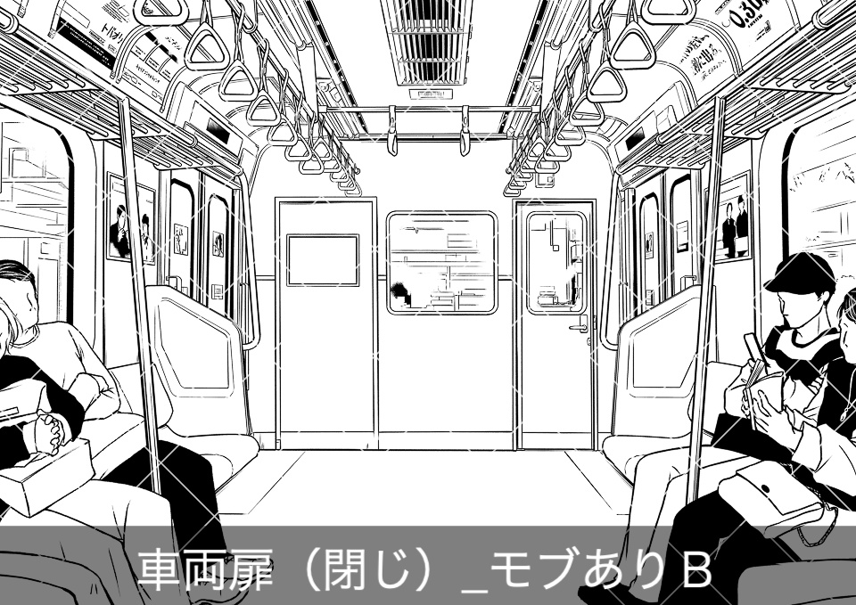 電車の先頭車両(モブ付き)