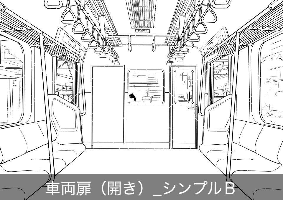 電車の先頭車両(モブ付き)