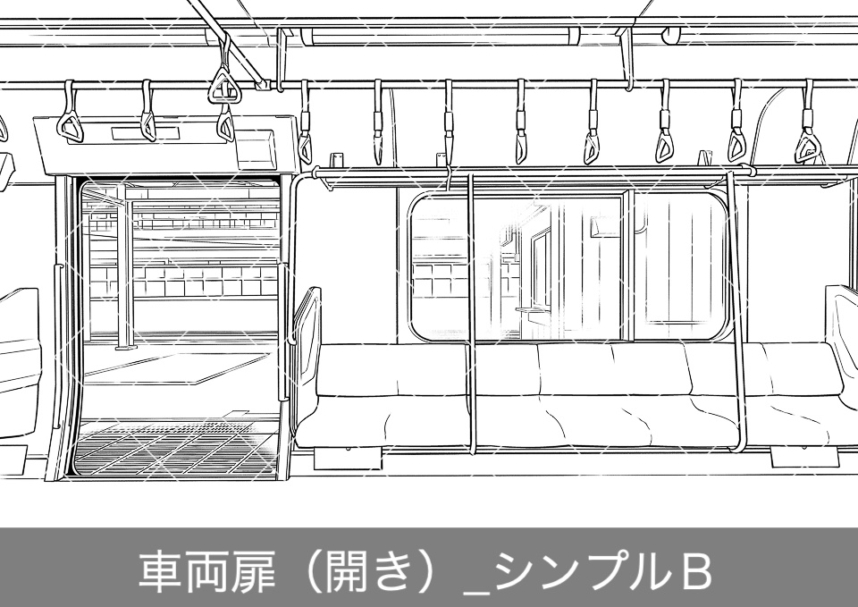 【無料】電車のロングシート3(モブ付き)