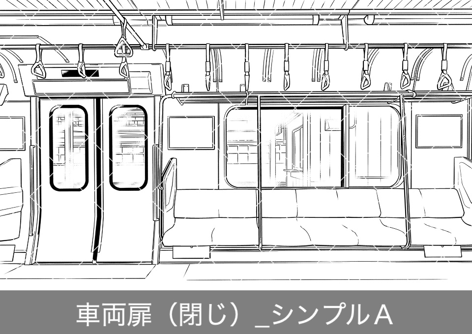 【無料】電車のロングシート3(モブ付き)