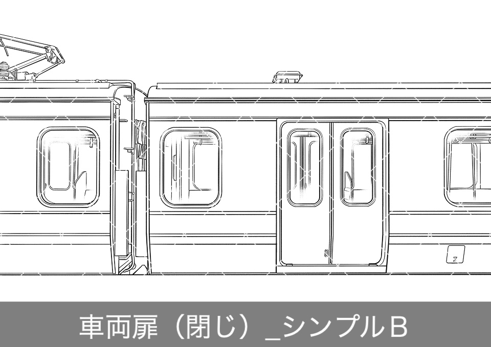 電車の車両側面2(モブ付き)