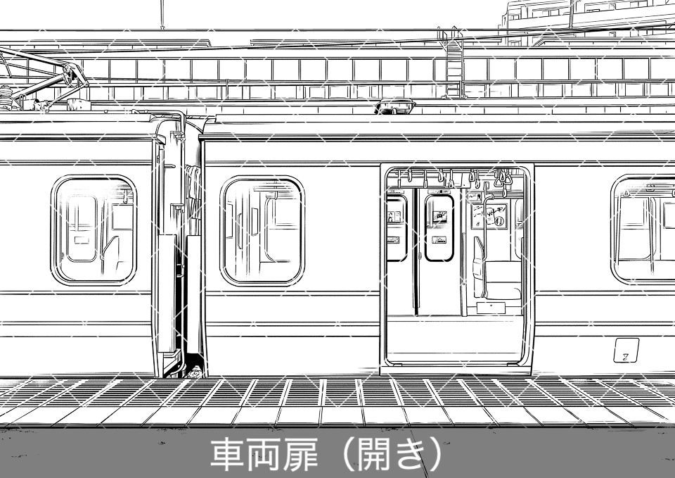 電車の車両側面2(モブ付き)