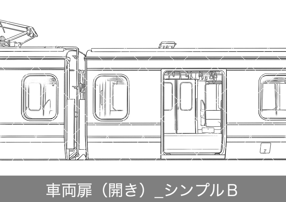 電車の車両側面2(モブ付き)