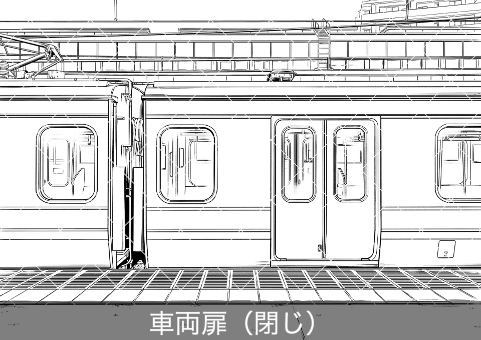 電車の車両側面2(モブ付き)