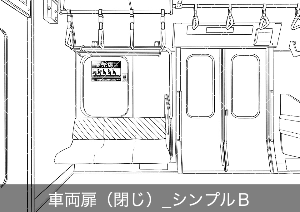 電車の優先席(モブ付き)