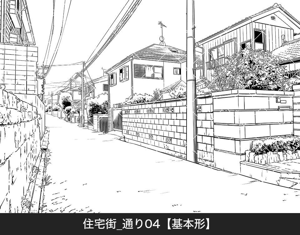 住宅街の通り4(モブ付き)