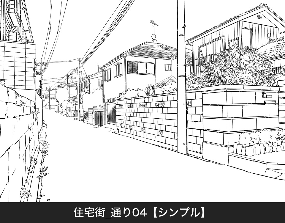 住宅街の通り4(モブ付き)