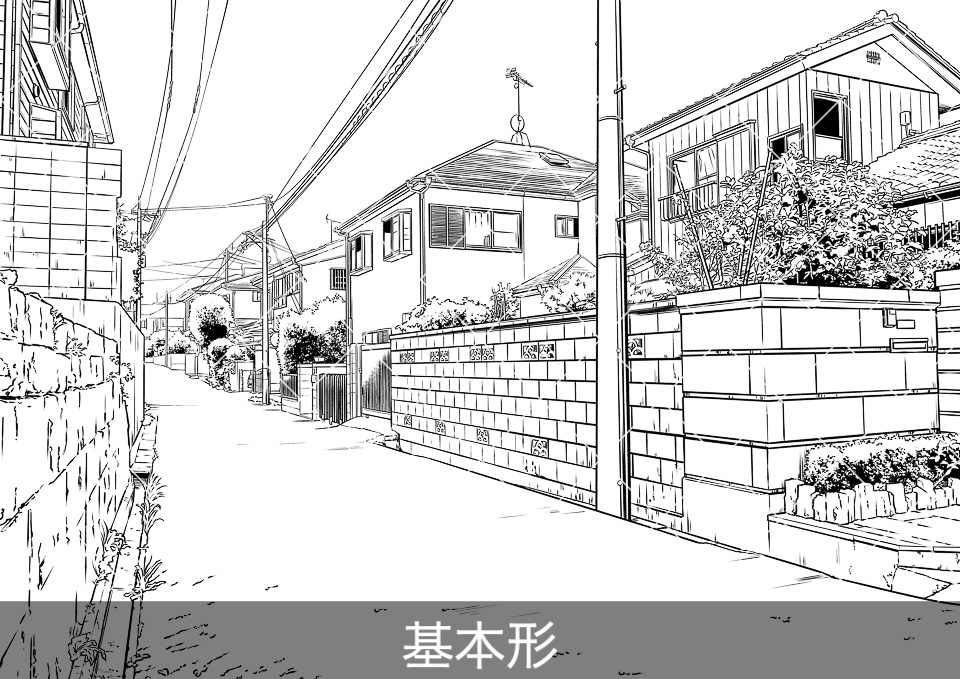 住宅街の通り4(モブ付き)