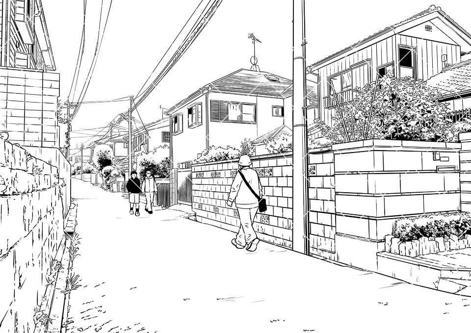 住宅街の通り4(モブ付き)