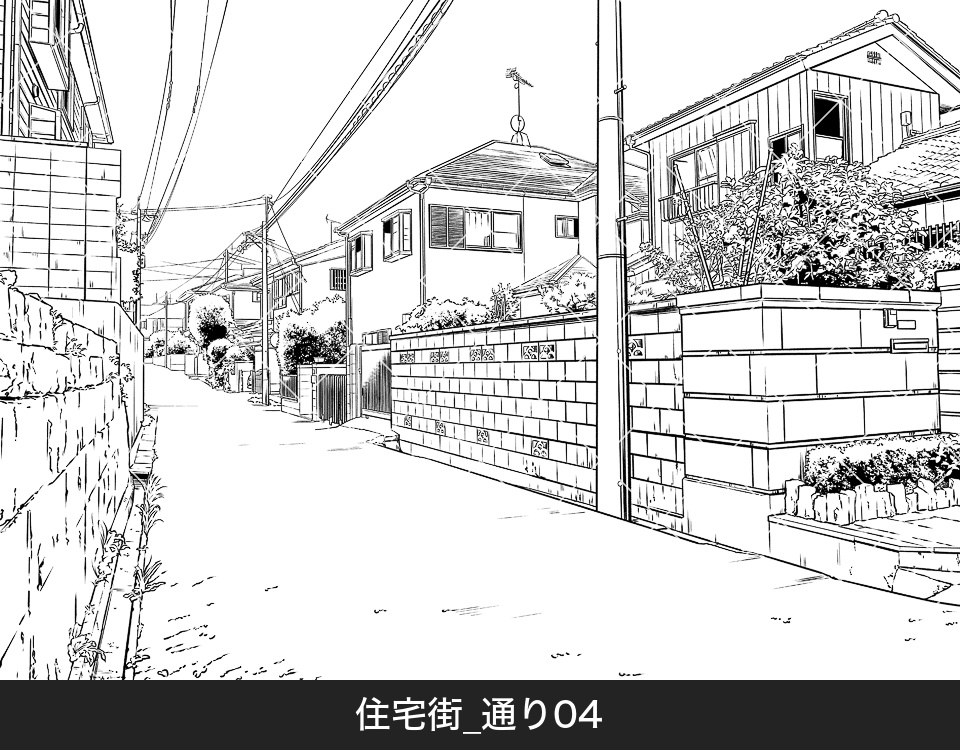住宅街の通り4(モブ付き)