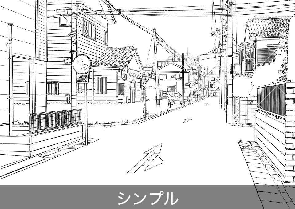 住宅街の十字路(モブ付き)