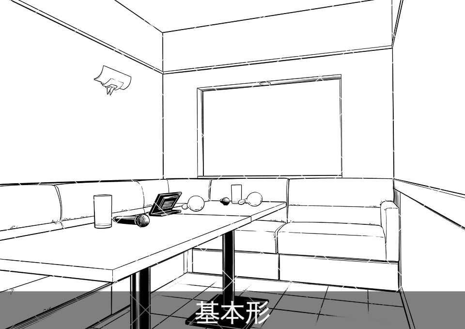 カラオケ店の店内2(アタリ付き)