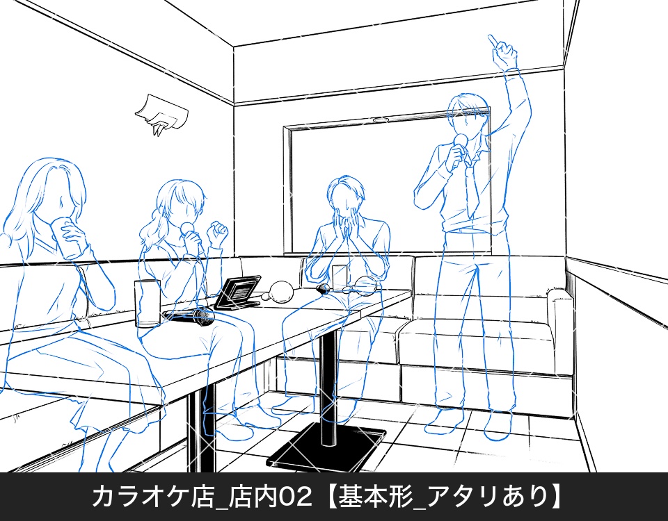 カラオケ店の店内2(アタリ付き)
