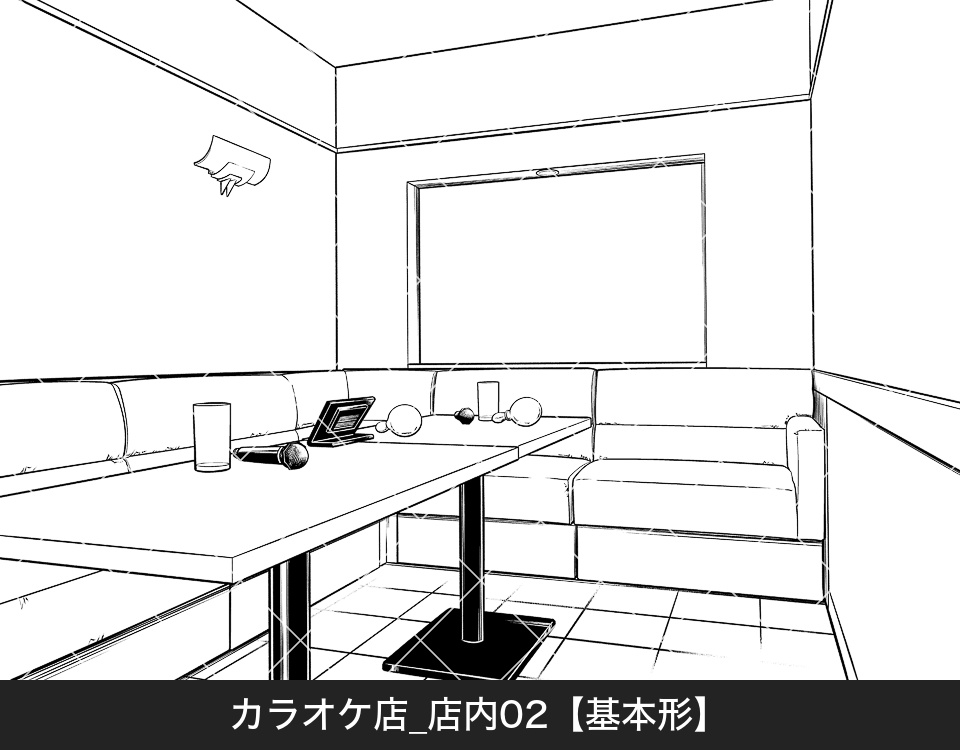 カラオケ店の店内2(アタリ付き)