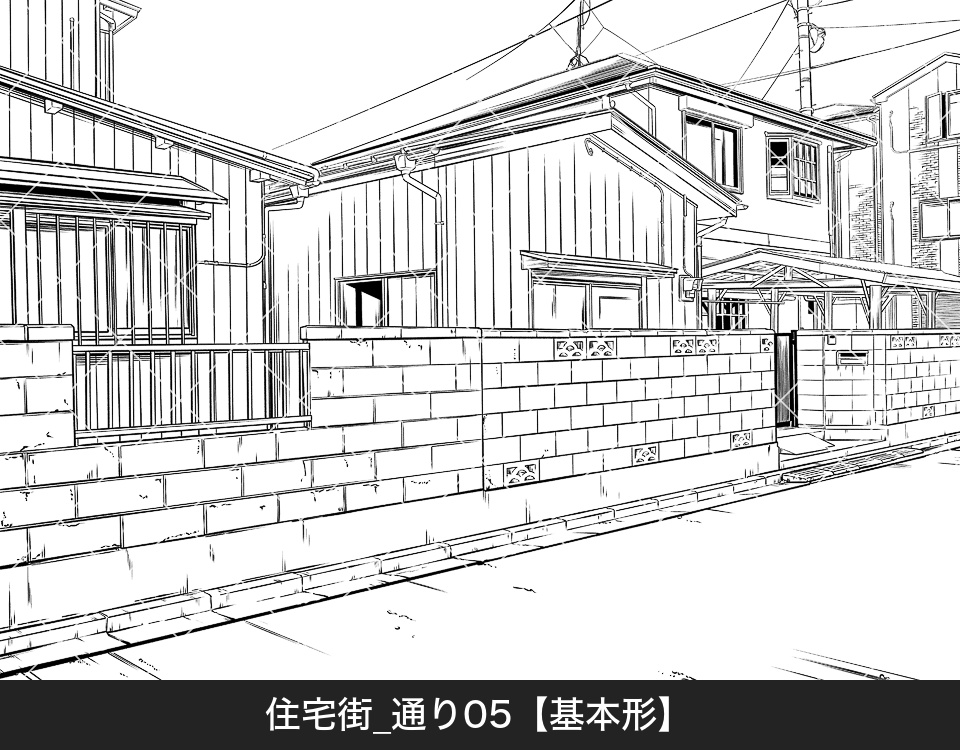 住宅街の通り5(モブ付き)
