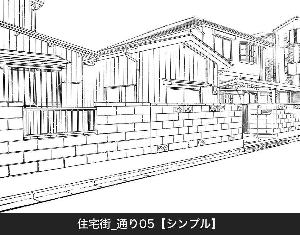 住宅街の通り5(モブ付き)